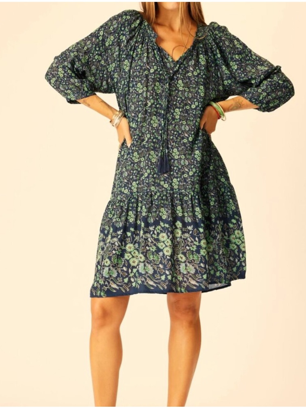 Natalie Martin Stevie Drop Waist Dress Fleur Marine Medium